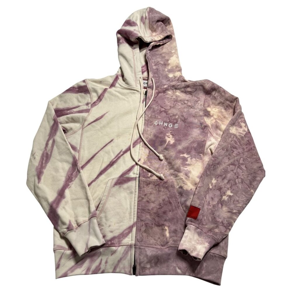 CHNGE Tie Dye Hoodie in Mauve Purple White